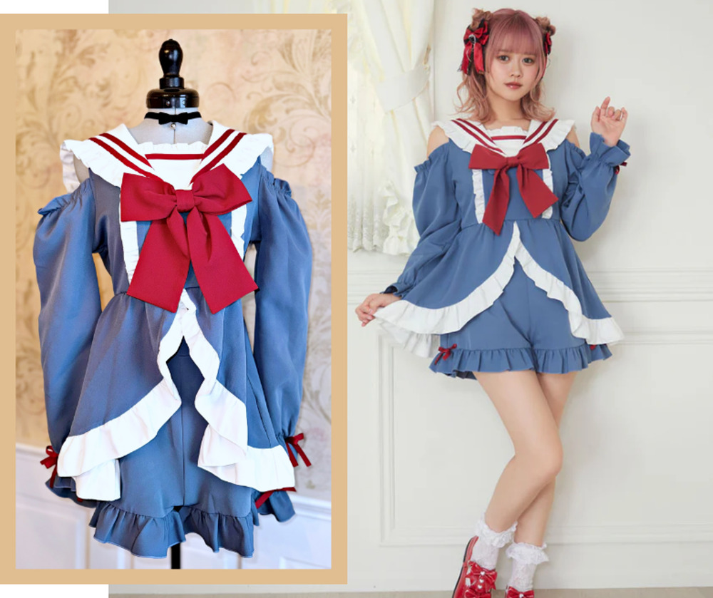 DearMyLove Sailor Ruffle Idol Setup Top Shorts Jirai Kei J Fashion Lolita Japan